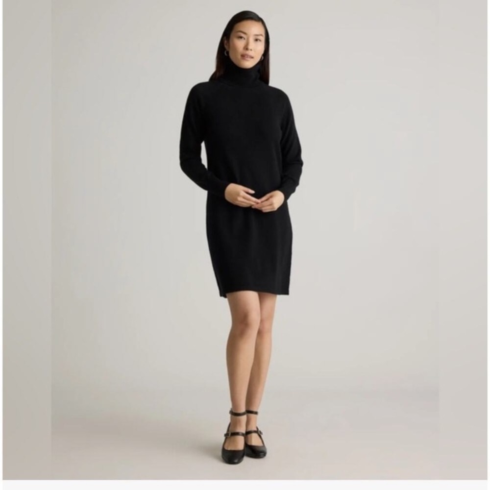 Black Turtleneck Sweater Dress - Women